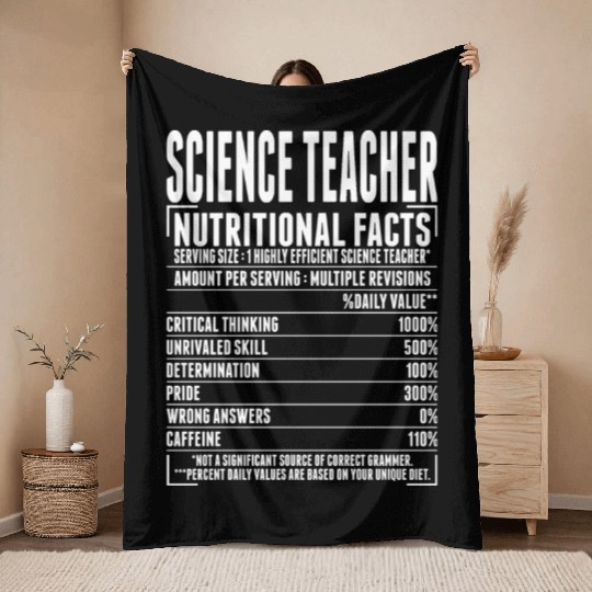 Science Teacher Nutritional Facts Throw Blankets