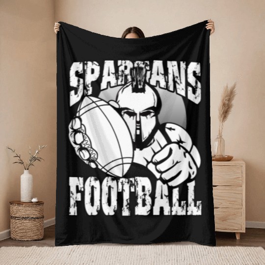 Spartans Football Homecoming Sports School Pride Throw Blankets