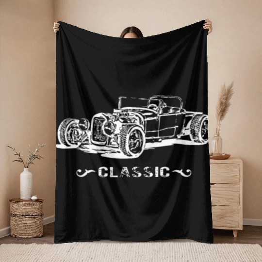 Classic Hot Rod Throw Blankets