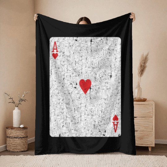 ace of hearts playing card Throw Blankets