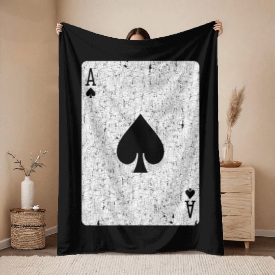 ace of spades playing card Throw Blankets