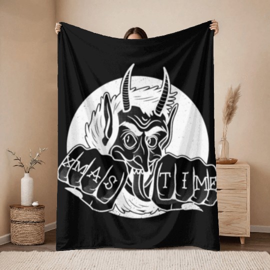 Christmas Krampus Throw Blankets