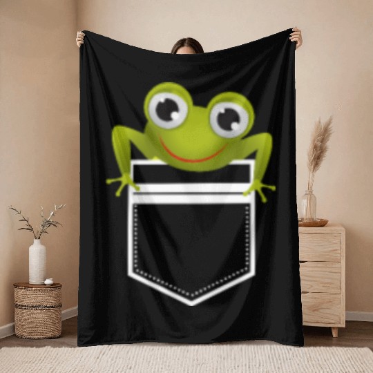 Cute Pocket Frog Toad Amphibian Animal Gift Throw Blankets