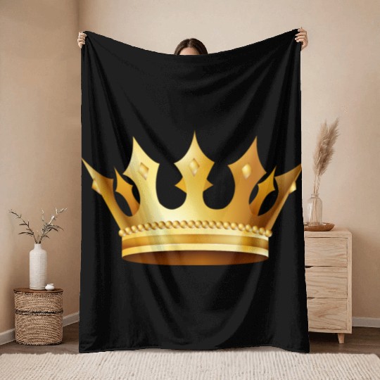 King prince monarch VIP golden crown gold image Throw Blankets