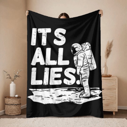 Moon Landing Conspiracy Theory Illuminati Gift Throw Blankets