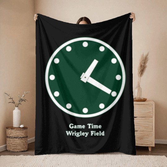 WRIGLEY FIELD SCOREBARD CLOCK IS CHICAGO CUBS GAME Throw Blankets