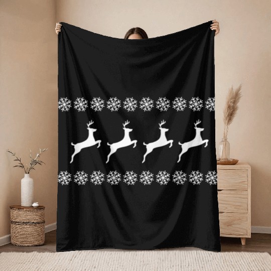Christmas Reindeer - Xmas Design Throw Blankets