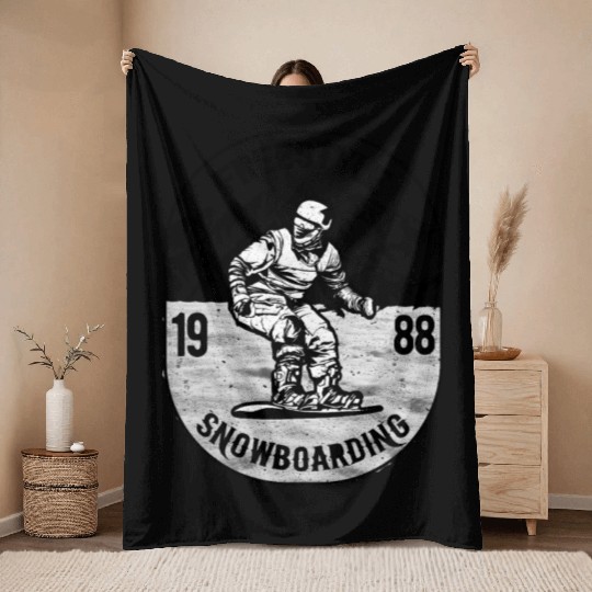 Freestyle Snowboarding Graphic Design Throw Blankets