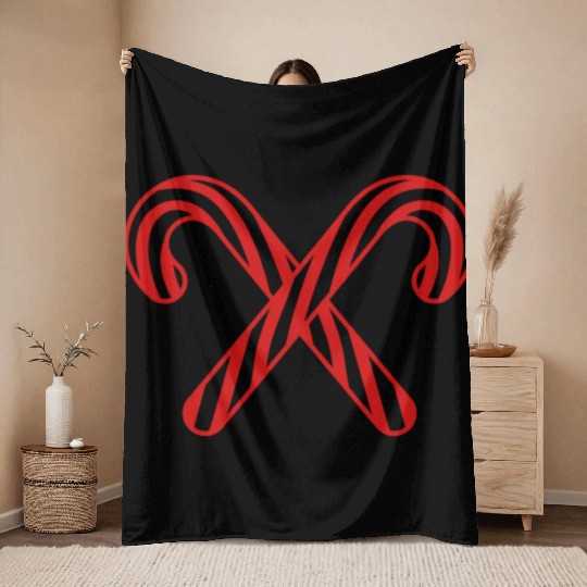 cross 2 candy cane x delicious candy sugar sweet h Throw Blankets