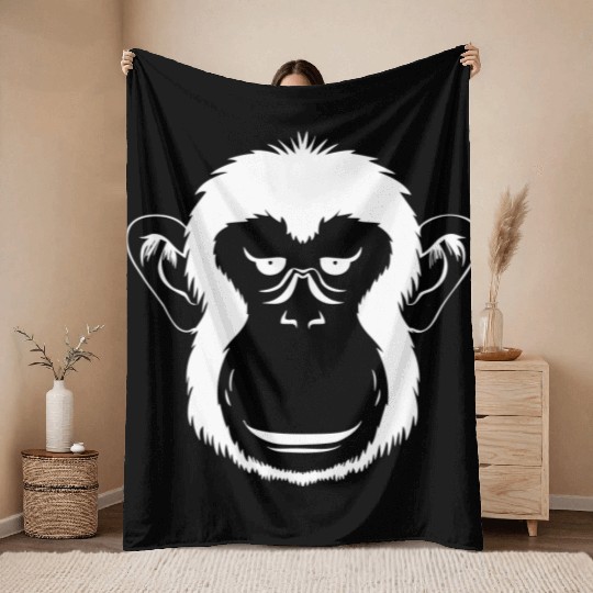 Bored Monkey Face Throw Blankets