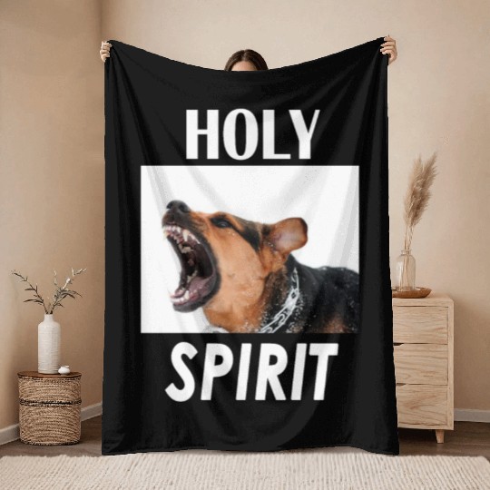 Holy Spirit dog barking Throw Blankets