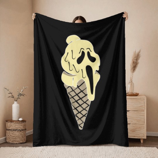 I Scream Ice Funny Throw Blankets