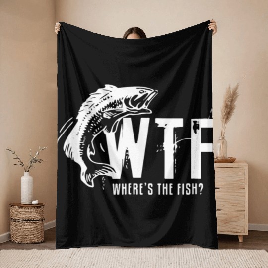 wtf where is the fish fishing tattoo Throw Blankets