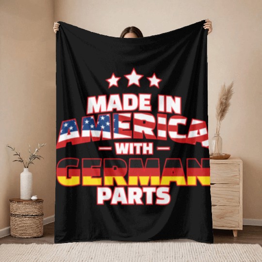 Made in America with German Parts Funny Germerican Throw Blankets