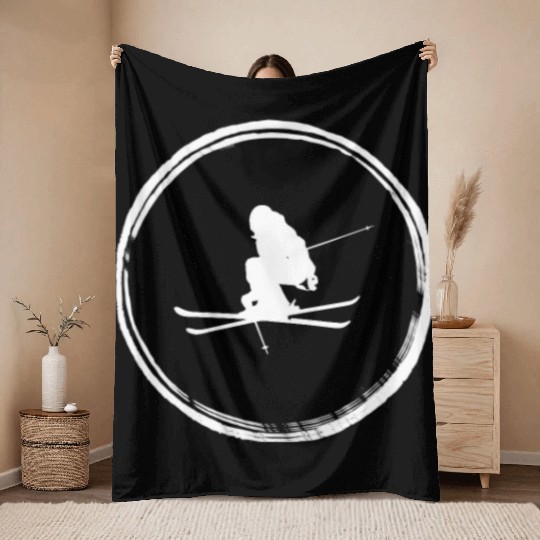 Ski Skies Skier Skiing Ski Club Throw Blankets