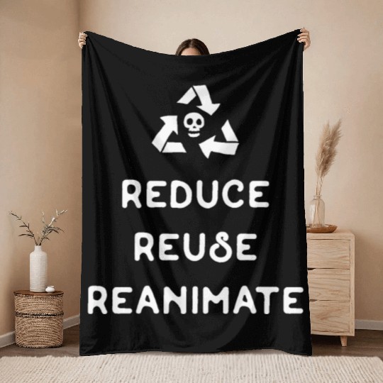 Reduce Reuse Reanimate Necromancer Tabletop RPG Throw Blankets