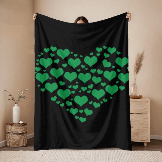 Green Heart St Patricks Day Throw Blankets
