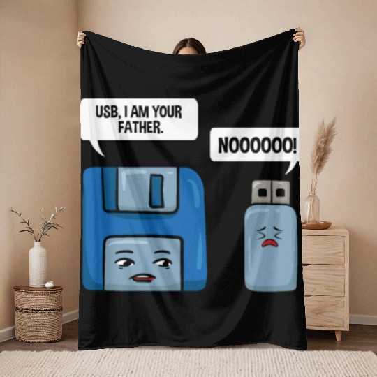 Floppy Disc USB Data Nerd Computer Science Gift Throw Blankets