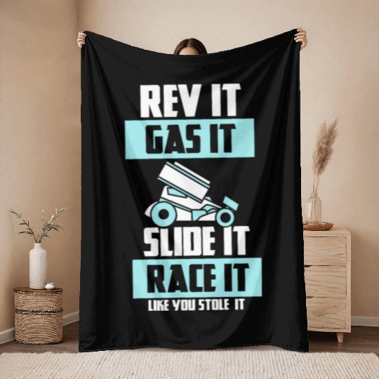 SPRINT CAR RACING GIFT: Race It Like You Stole It Throw Blankets