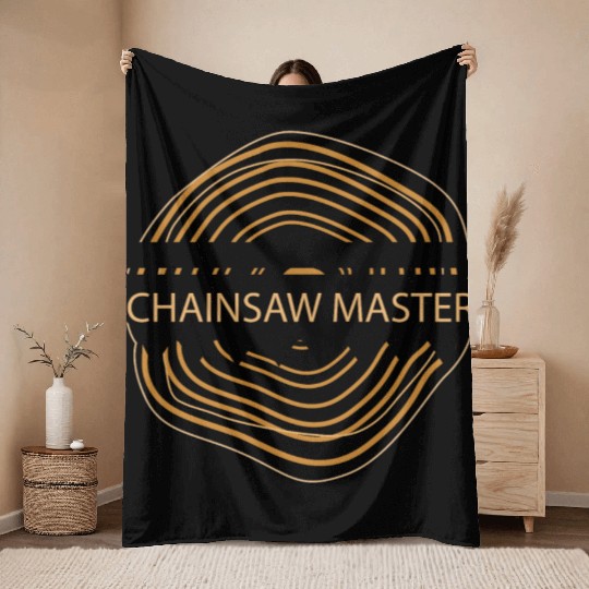 Lumberjack Chainsaw Master Wood Grain Gift Idea Throw Blankets