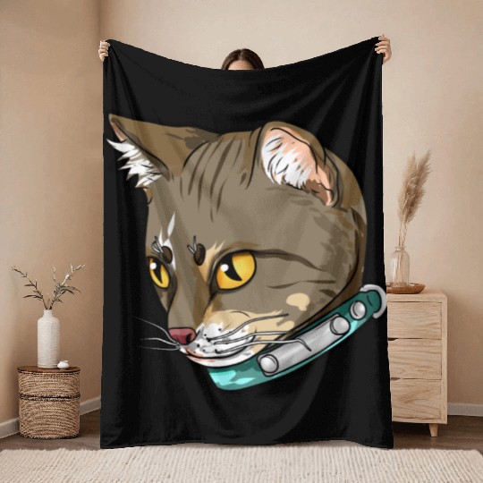 Brazilian Shorthair Cat Face Love Sweet cool funny Throw Blankets