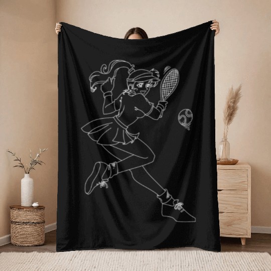 Us Open Tennis player gift Throw Blankets white