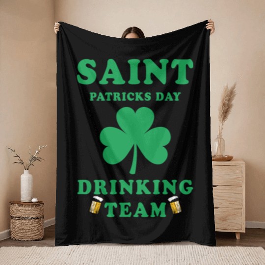 Saint Patricks Day Drinking Team Throw Blankets