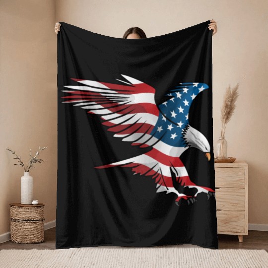 Patriotic American Eagle Throw Blankets