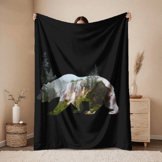 Baer grizzly national parc california nature wood Throw Blankets