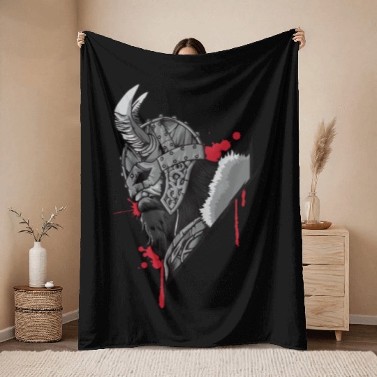 Viking Warrior | Raven Odin Valhalla Valknut Loki Throw Blankets