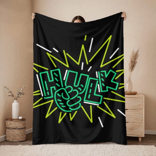 Neon Hulk Throw Blankets By Marvel Design By Humans----PD