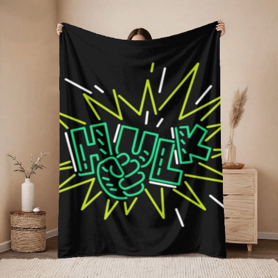 Neon Hulk Throw Blankets By Marvel Design By Humans----PD