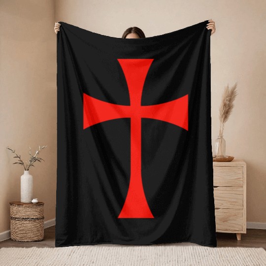 Knights Templar Cross Throw Blankets