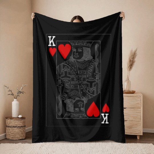 KING OF HEARTS PLAYING CARD Throw Blankets
