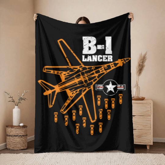 B-1 Lancer Air Force Bomber Throw Blankets