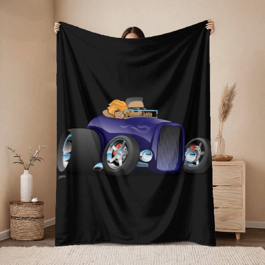 Highboy hot rod deep purple roadster Throw Blankets