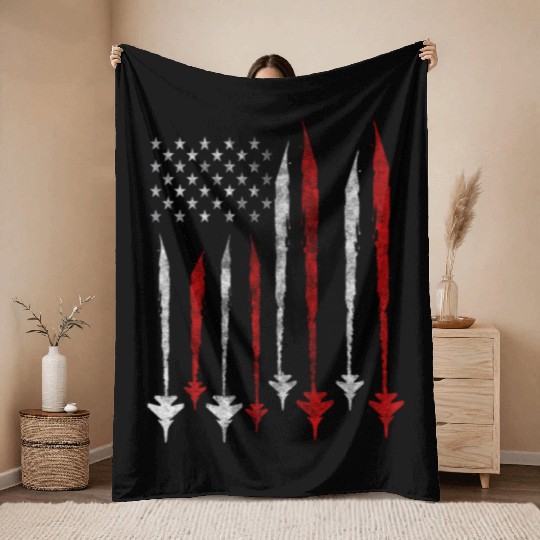 US F35 Fighter Jet Aviation USA Gift Throw Blankets