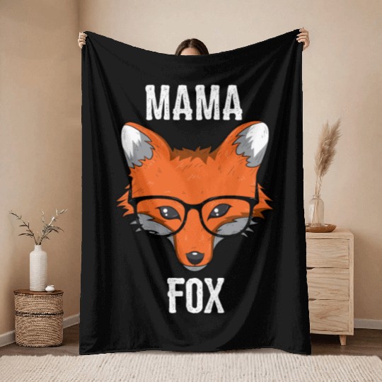 Mama Fox Throw Blankets Smart Foxes Lover Cute Farmer Mom