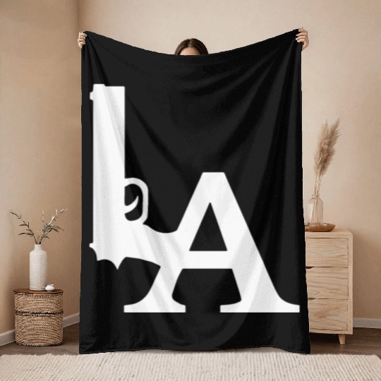 LA Dodgers Gun Los Angeles Hollywood California Throw Blankets