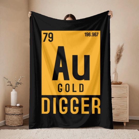 Gold Au Periodic Table Elements Throw Blankets