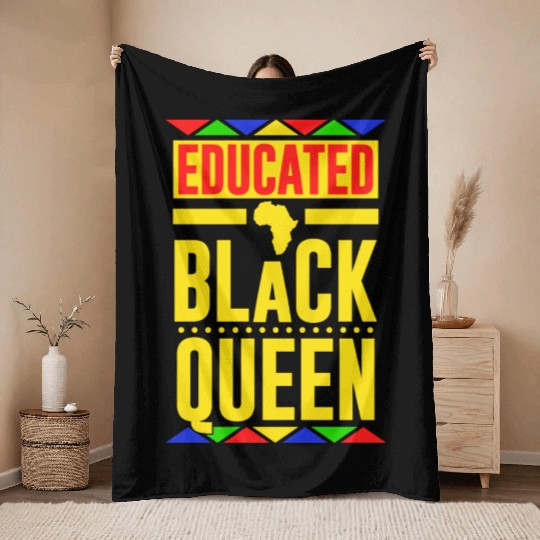 Educated Black Queen Throw Blankets