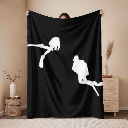 Diver Diving Snorkeling Swimming Goggles Sea Life Throw Blankets