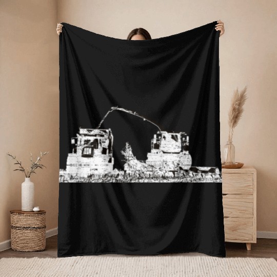 Corn chopper chopping corn maize farmer Throw Blankets