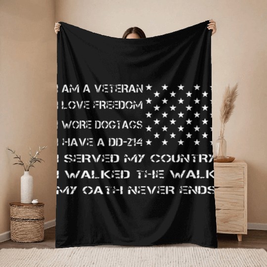 i am a veteran i love freedom i wore dog tags i ha Throw Blankets