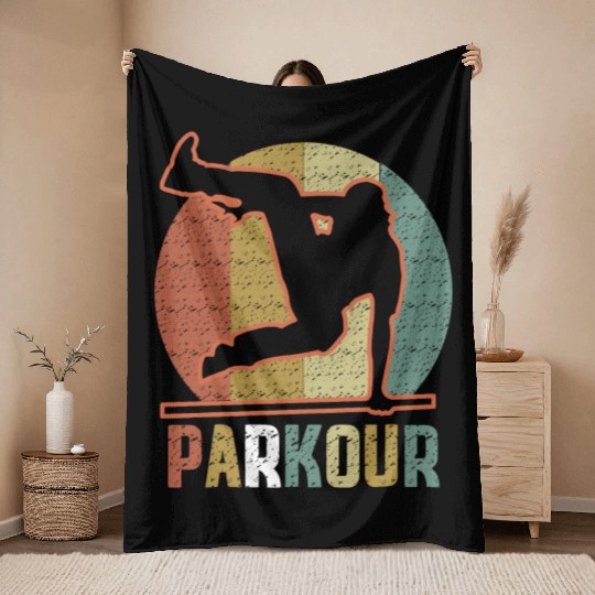 Youth Parkour design for Boys Throw Blankets