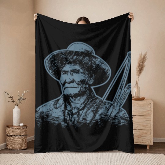 Geronimo Apache Native American Indian Warrior Throw Blankets