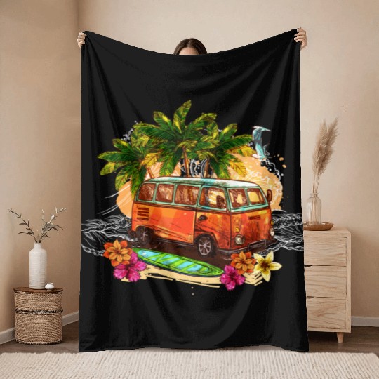 beach car Throw Blankets