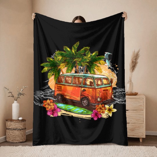 beach car Throw Blankets
