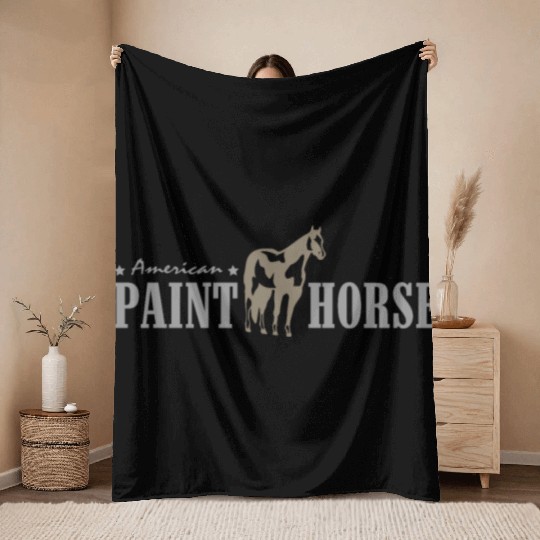 American Paint Horse Western Riding Throw Blankets