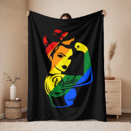 LGBT Gay Lesbian Rainbow Pride Trans Equality Throw Blankets